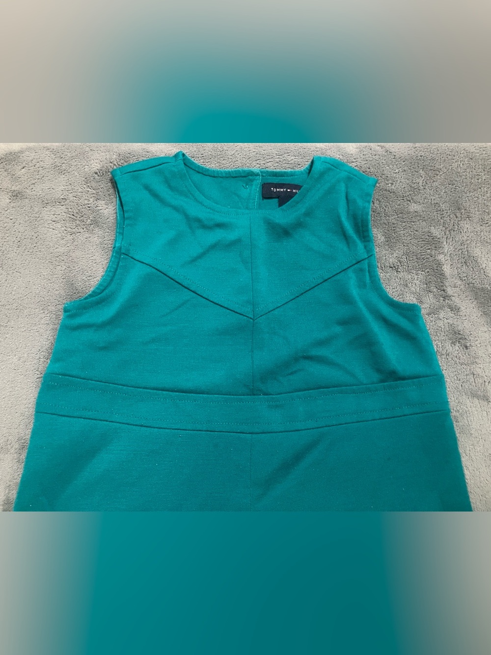 Tommy Hilfiger Teal Sleeveless Dress with Chevron Detail – Girls 3T – EUC - Picture 2 of 7